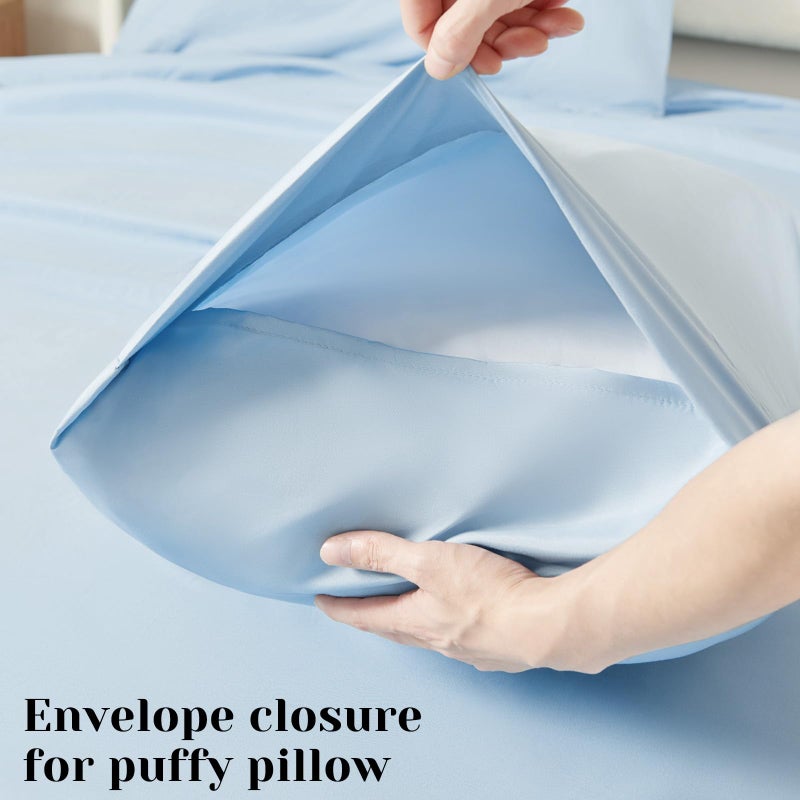 BYSURE 6 Pieces Bed Sheets Set(Full, Baby Blue) - Hotel Luxury Super Soft 1800 Thread Count 100% Microfiber Sheets with Deep Pockets, Wrinkle & Fade Resistant - Image 5